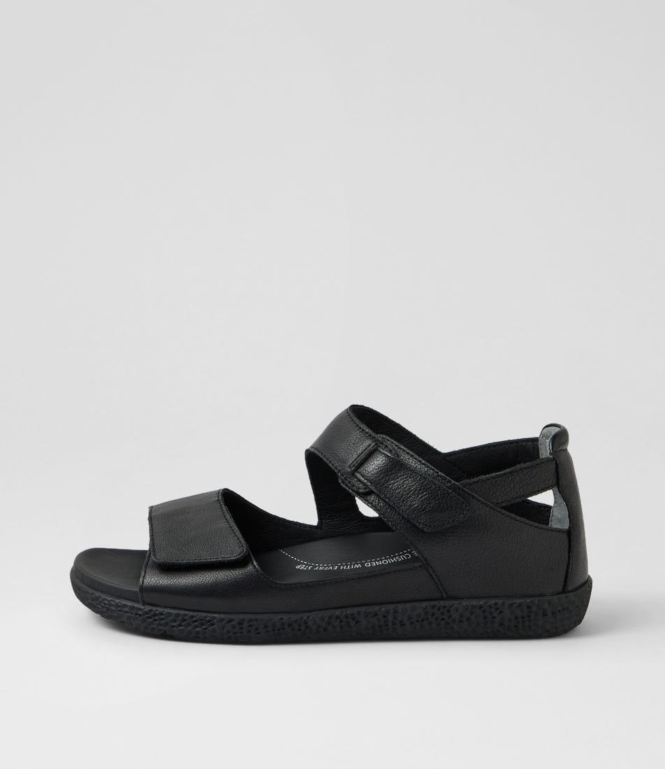 Royde Xw Black Leather Sandals