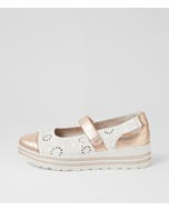 Volmar Xf Platinum Rose Gold White Leather Mary Janes