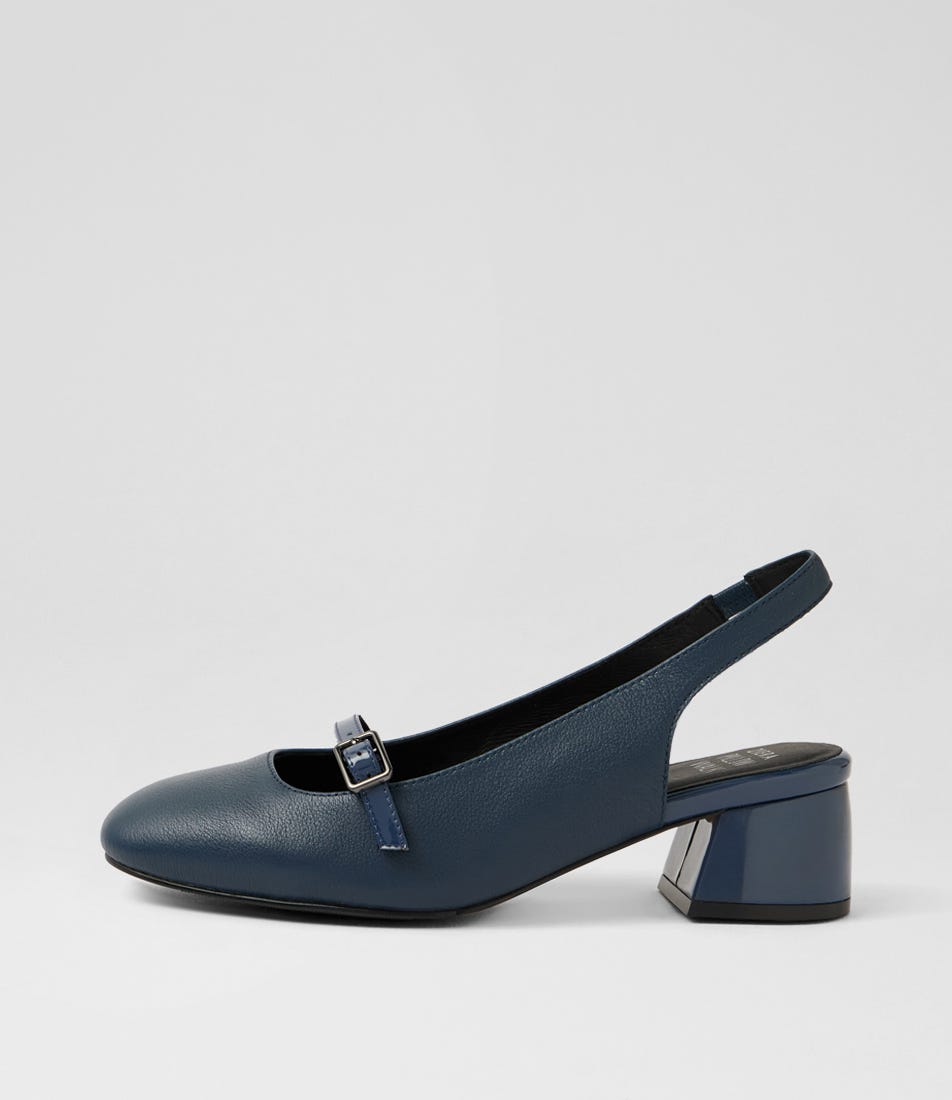 Zolmy W Navy Leather Patent Heels