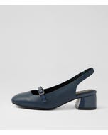 Zolmy W Navy Leather Patent Heels