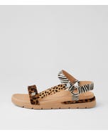 Adiela Xw Tan Leopard Zebra Multi Sandals