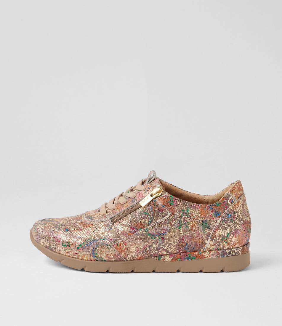 Jibbie Xw Multi Snake Taupe Leather Sneakers